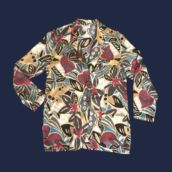 Vintage 80s / 90s St Damien Sport Vibrant Tropical Blazer Medium - Picture 1 of 12